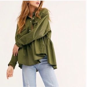 Free People We the Free Dylan Babydoll Denim Peplum Shirt Jacket